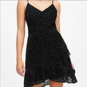 Banana Republic Black Asymmetrical Ruffled Wrap Dress